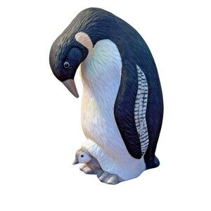 Vintage Lefton China Penguin with Baby Ceramic Figurine #02713 Hand Painted 3.5"